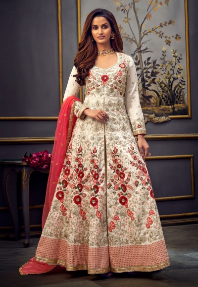 Buy BIBA Off White Women Anarkali Cotton Suit Set | Shoppers Stop