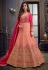 Peach viscose jacquard long anarkali suit 7755