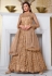 Beige net embroidered jacket style anarkali suit 4626