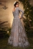 Grey net sequins work abaya style anarkali suit 10015