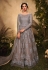 Grey net sequins work abaya style anarkali suit 10015