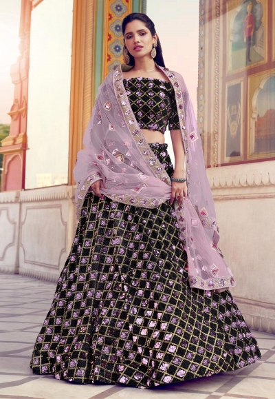 Black lycra party wear lehenga choli 5801