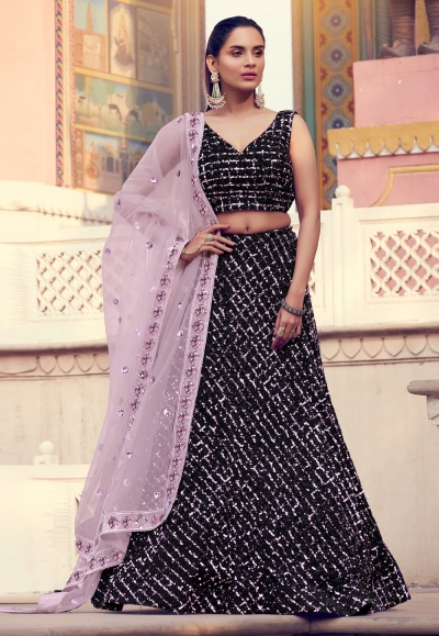 Black lycra party wear lehenga choli 5804