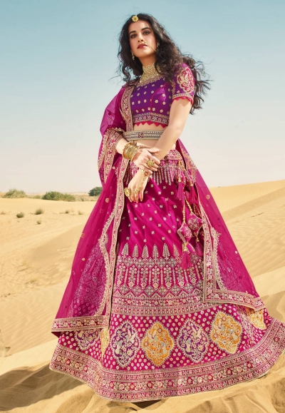 Magenta art silk embroidered lehenga choli 963