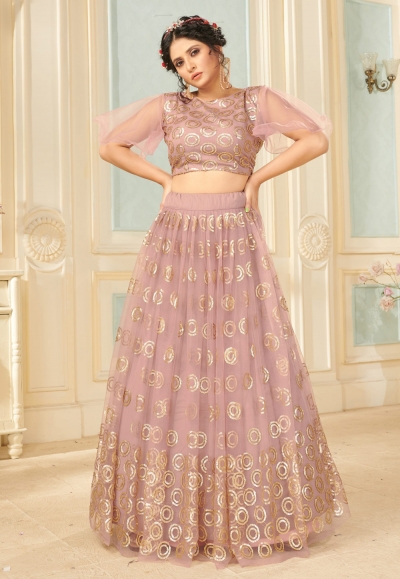 Pink net designer lehenga choli 1001