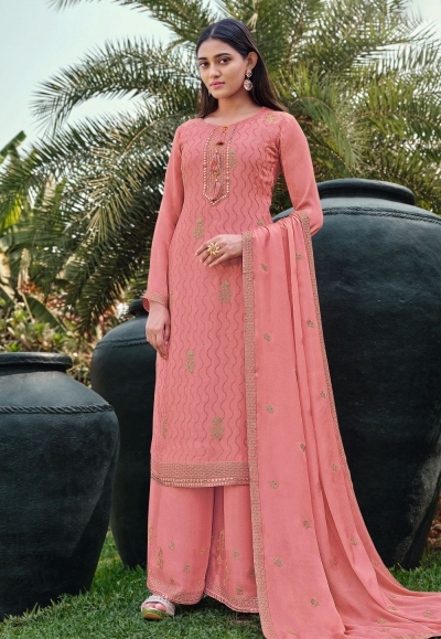 Pink chinon palazzo suit 5228