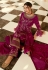 Magenta georgette palazzo suit with frill sleeve 522