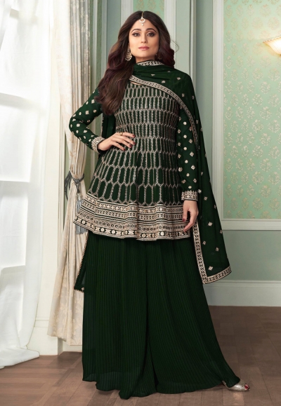 Shamita shetty green georgette kameez with palazzo 8412A