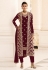 Maroon georgette pant style suit 8413B