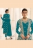 Turquoise georgette pant style suit with jacket 8413C