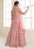 Pink net embroidered long anarkali suit 105