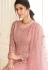 Pink net embroidered long anarkali suit 105