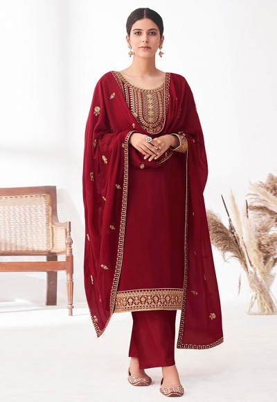 Maroon georgette kameez with palazzo 8390