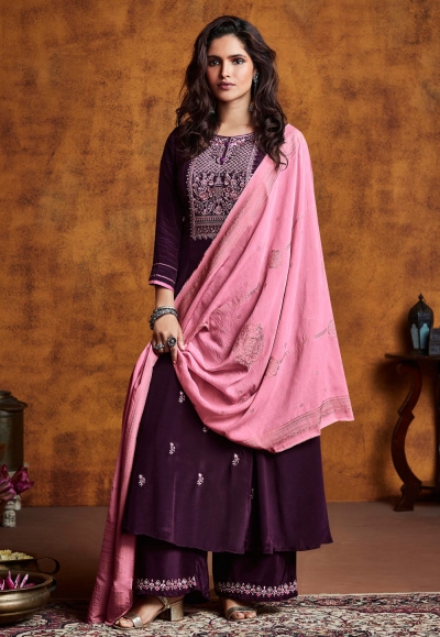 Purple silk kameez with palazzo 16