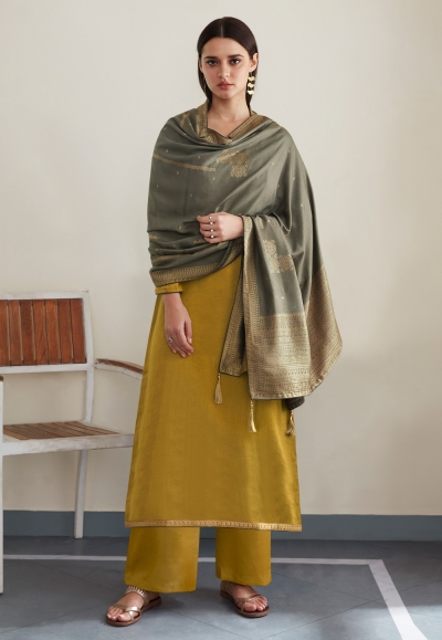 Mustard silk palazzo suit 8448