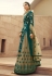 Teal jacquard silk embroidered kameez with palazzo 6703
