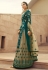 Teal jacquard silk embroidered kameez with palazzo 6703