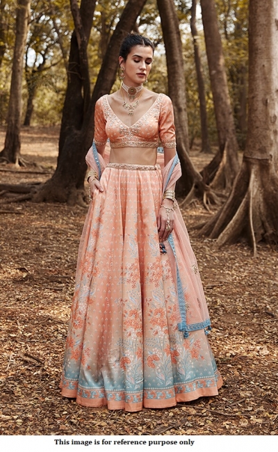 Bollywood Anita Dongre Inspired peach silk lehenga