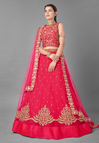 Pink net lehenga choli 6802