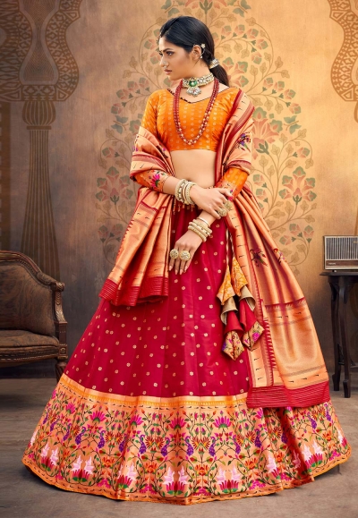 Magenta upada silk circular lehenga choli 20202D