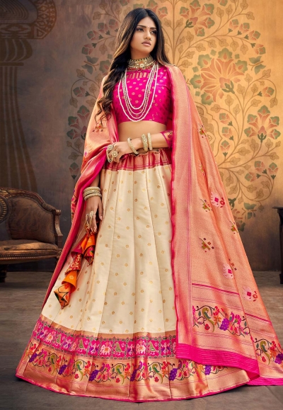 Cream upada silk circular lehenga choli 20205N