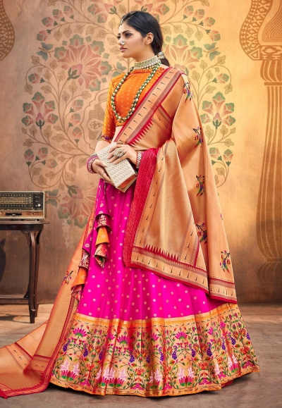 Pink upada silk circular lehenga choli 20202A