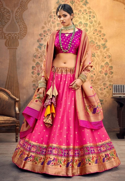 Pink upada silk circular lehenga choli 20205P