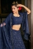 Navy blue georgette sequins work lehenga choli 1713