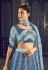 Sky blue net sequins work lehenga choli 1703