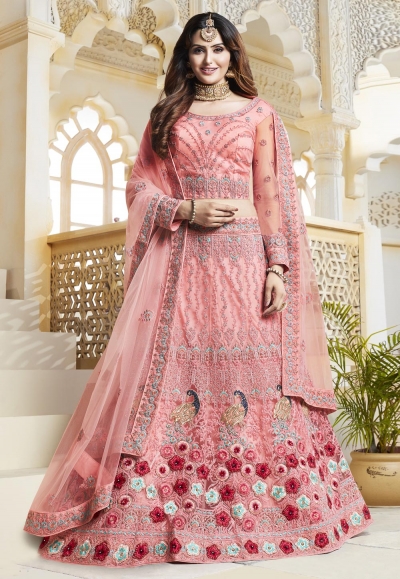 Pink net embroidered lehenga choli 433