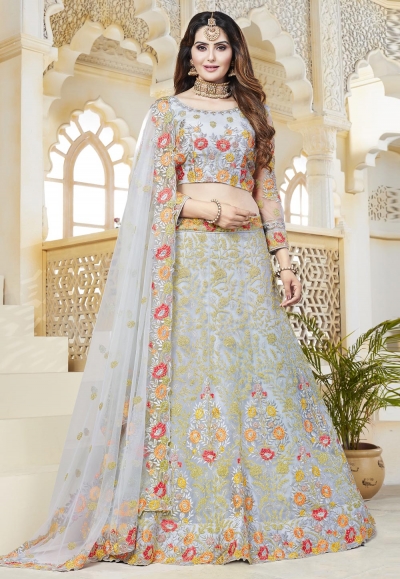 Grey net embroidered lehenga choli 483