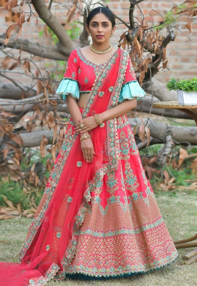 Pink pashmina embroidered lehenga choli 1121