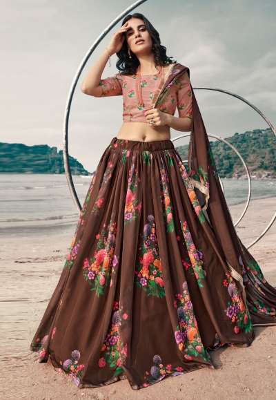 Brown organza lehenga choli 5308