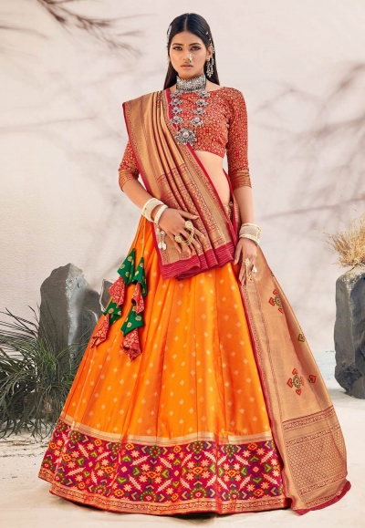 Orange upada silk lehenga choli 20207G