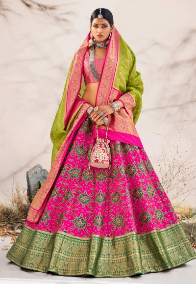 Pink upada silk lehenga choli 20208K