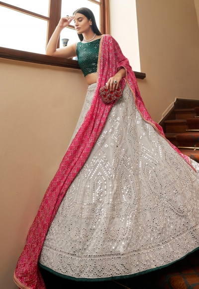 Grey organza flared lehenga choli 7303