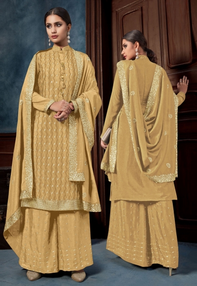 Beige chinon kameez with palazzo 4602B