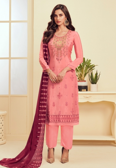 Pink georgette kameez with palazzo 2011