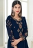 Navy blue georgette pant style suit 8466