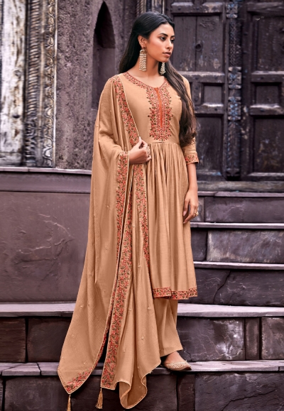 Beige cotton silk palazzo suit 1878