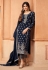 Navy blue georgette embroidered kameez with pant 96004