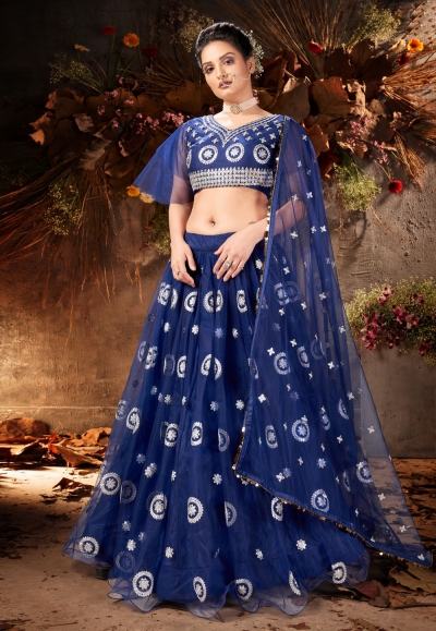 Navy blue net designer lehenga choli 1067