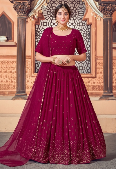 Magenta georgette sequins work lehenga choli 1723