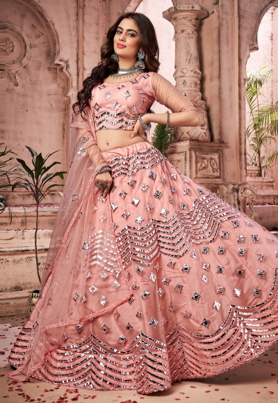 Peach net lehenga choli 1093