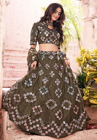 Mehndi net lehenga choli 1092