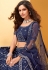 Navy blue net mirror work lehenga choli 1027A