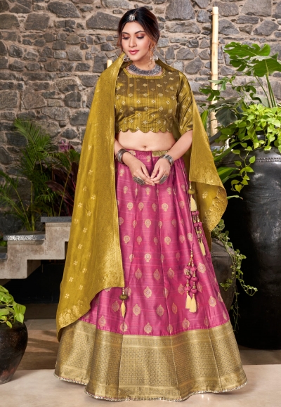 Pink silk lehenga choli 2312