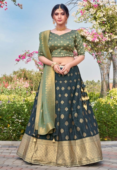 Navy blue silk lehenga choli 2310