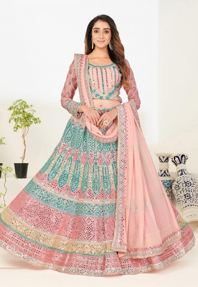 Pink georgette embroidered lehenga choli 1141