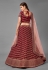 Maroon embroidered velvet bridal lehenga choli 7003